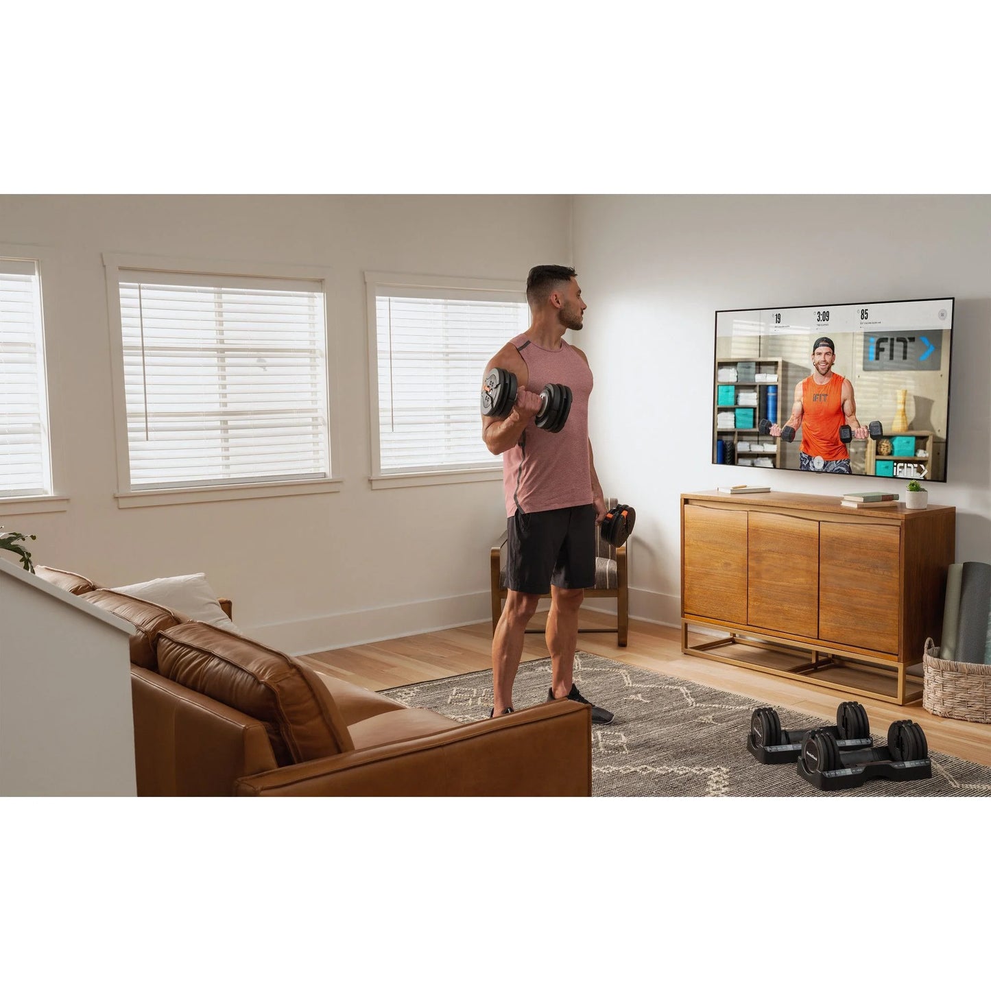 Set of Two 55 Lb. Adjustable Dumbbells