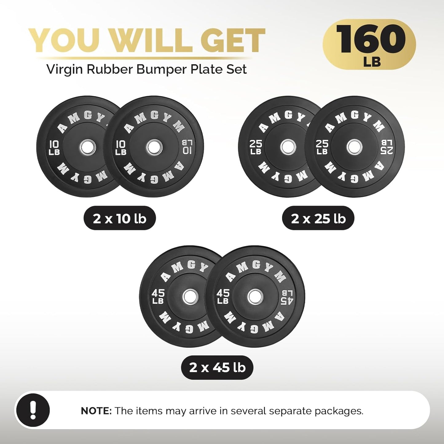 Steel Bumper Plates 10-500Lbs Rubber Coated 2 Inch Barbell Sets for Home Gym, Strength Training & Weight Lifting - Free Weights
