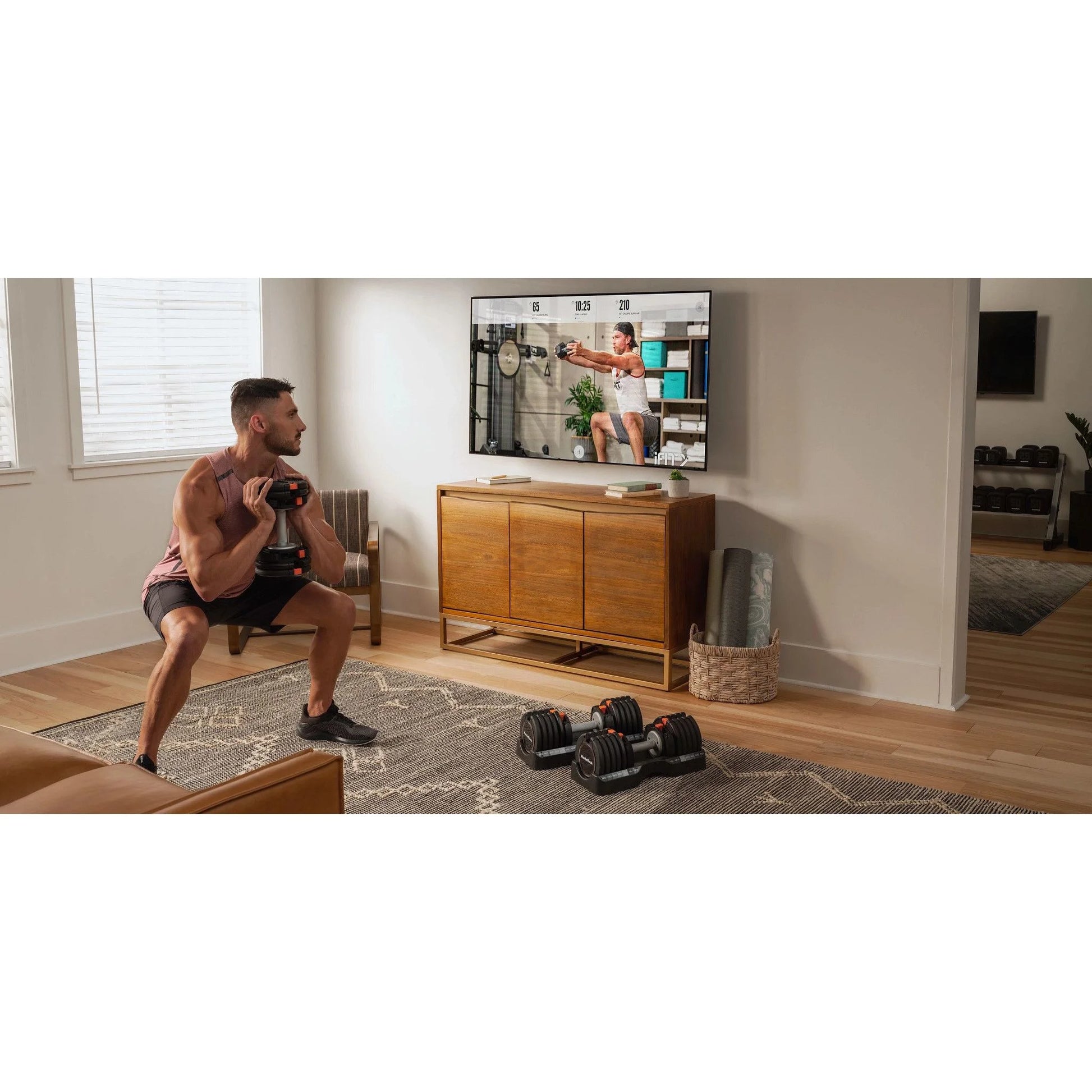 Set of Two  55 Lb. Adjustable Dumbbells