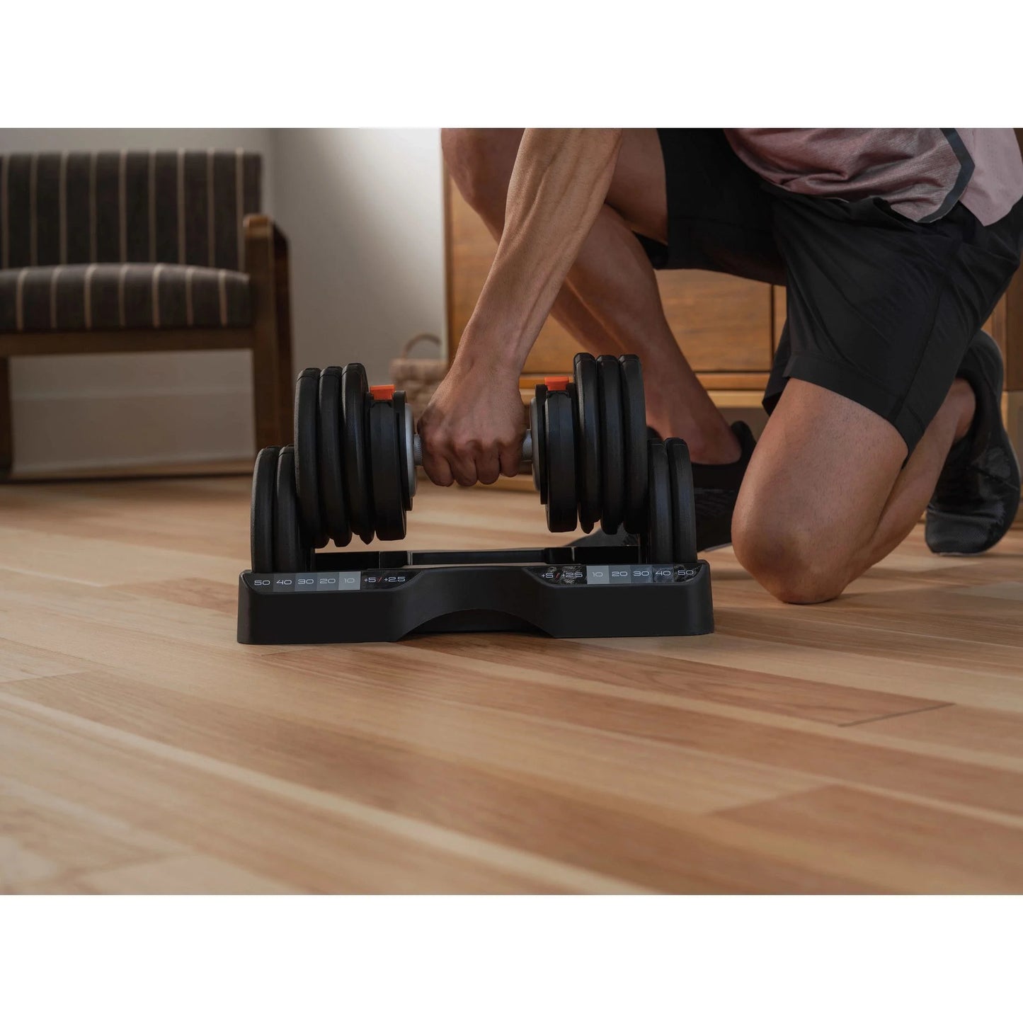 Set of Two  55 Lb. Adjustable Dumbbells