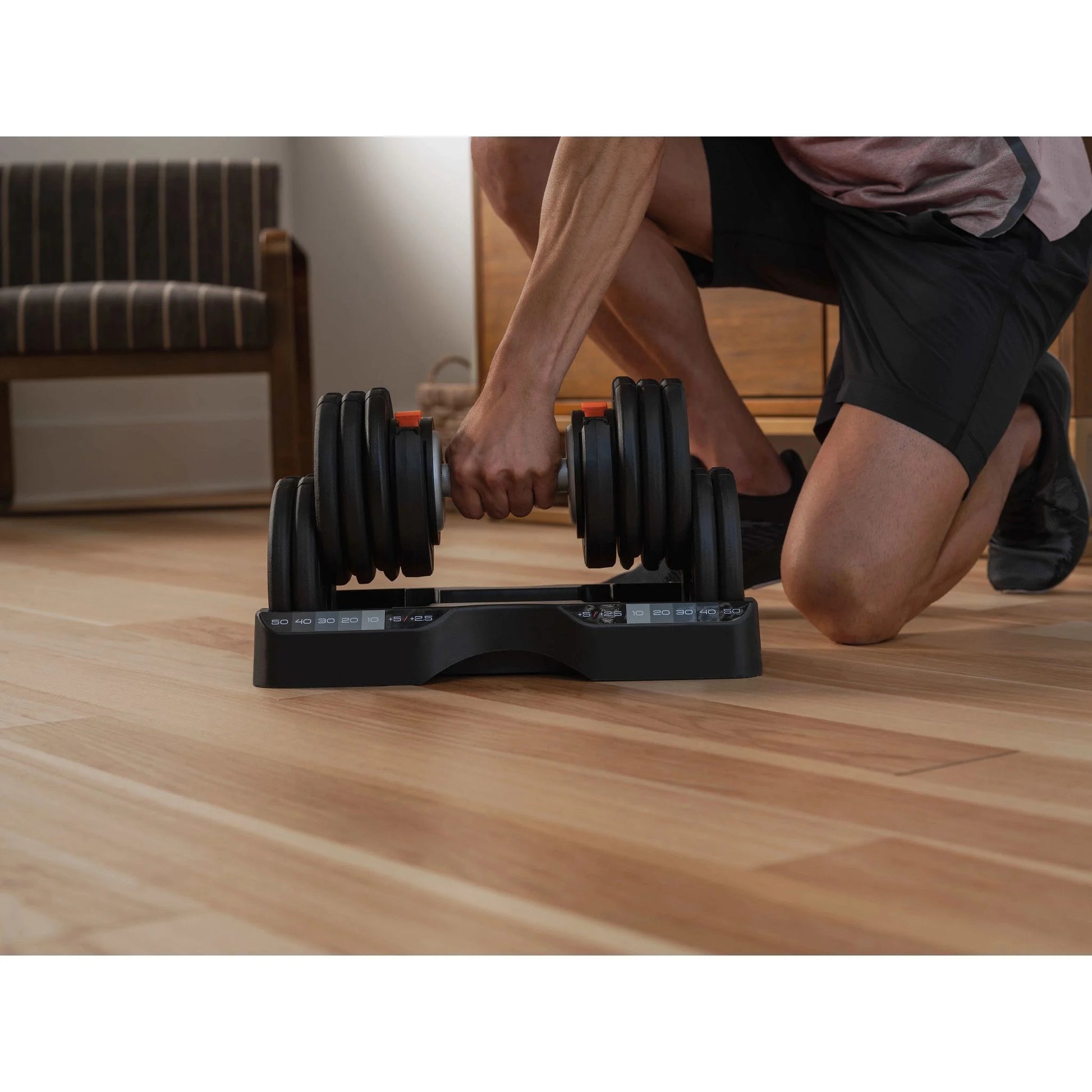 Set of Two  55 Lb. Adjustable Dumbbells