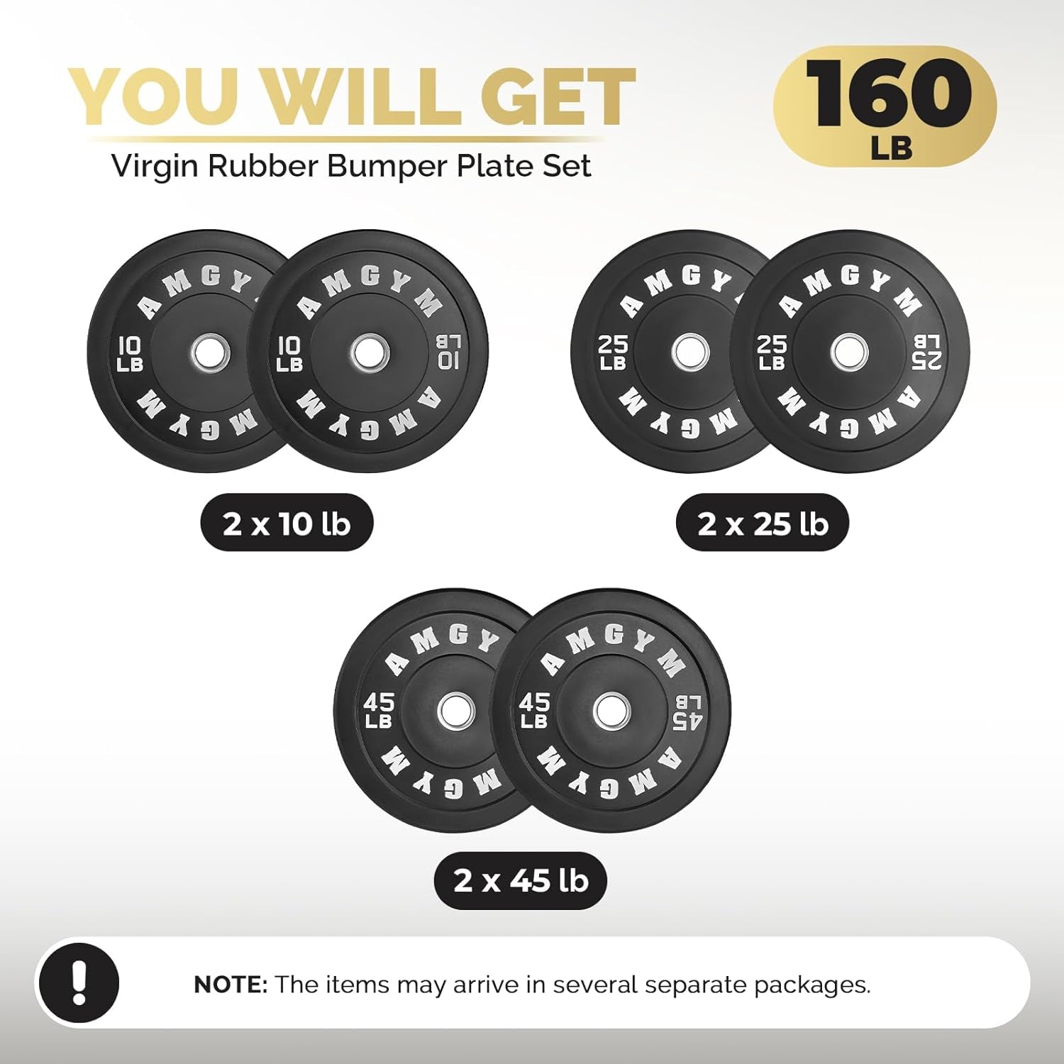 Steel Bumper Plates 10-500Lbs Rubber Coated 2 Inch Barbell Sets for Home Gym, Strength Training & Weight Lifting - Free Weights