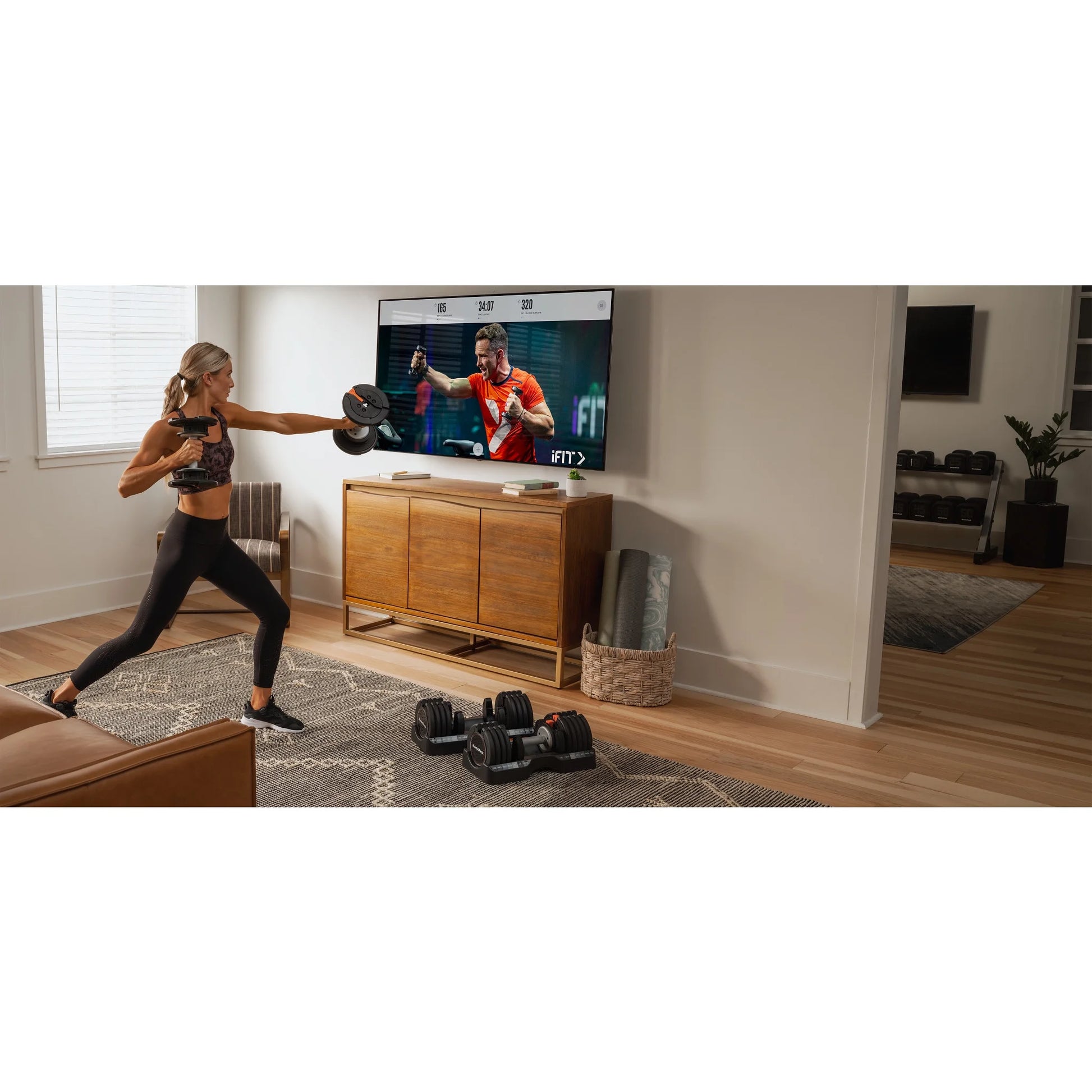 Set of Two  55 Lb. Adjustable Dumbbells