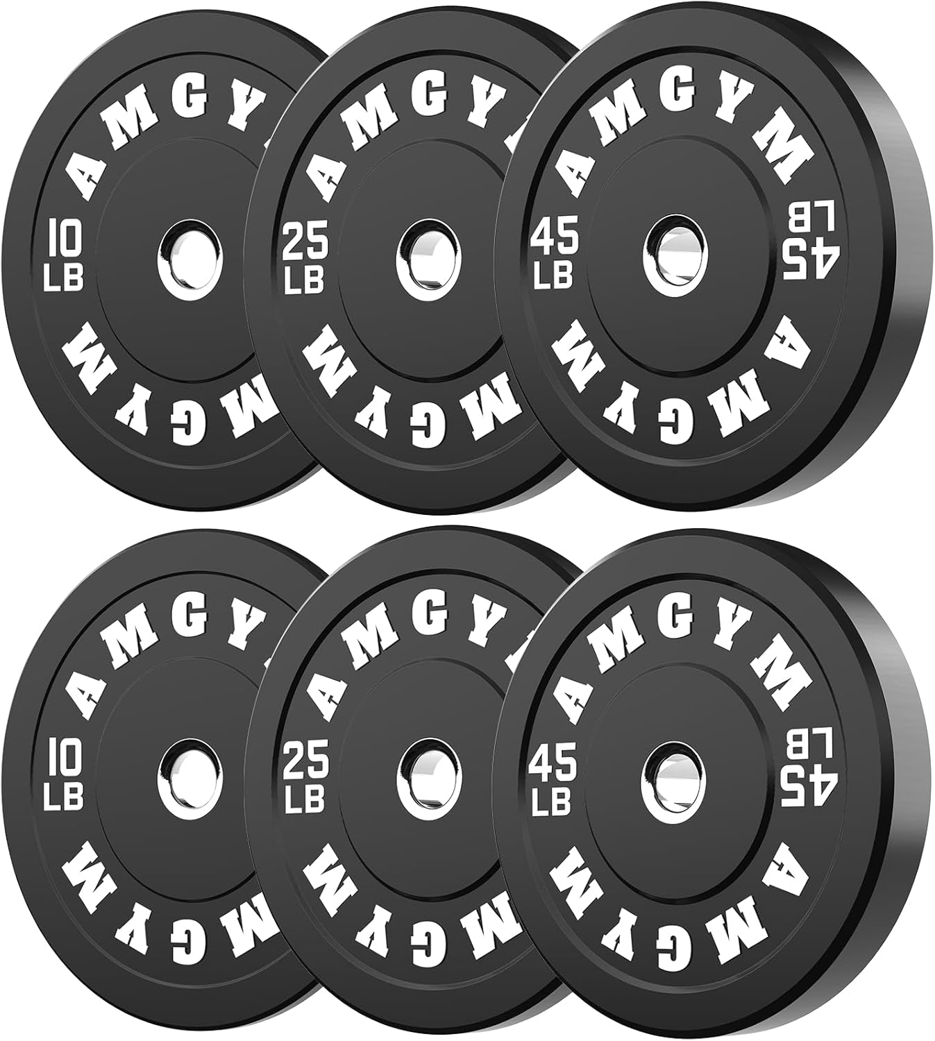 Steel Bumper Plates 10-500Lbs Rubber Coated 2 Inch Barbell Sets for Home Gym, Strength Training & Weight Lifting - Free Weights