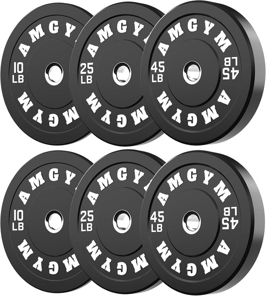 Steel Bumper Plates 10-500Lbs Rubber Coated 2 Inch Barbell Sets for Home Gym, Strength Training & Weight Lifting - Free Weights