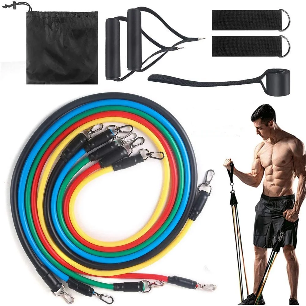 Resistance Bands with Handles, Door Anchor, Pull Rope, Tension Band Muscle Training Home Rally Belt, Fitness Equipment TPE Rally Kit Workout Bands for Total Body Exercise