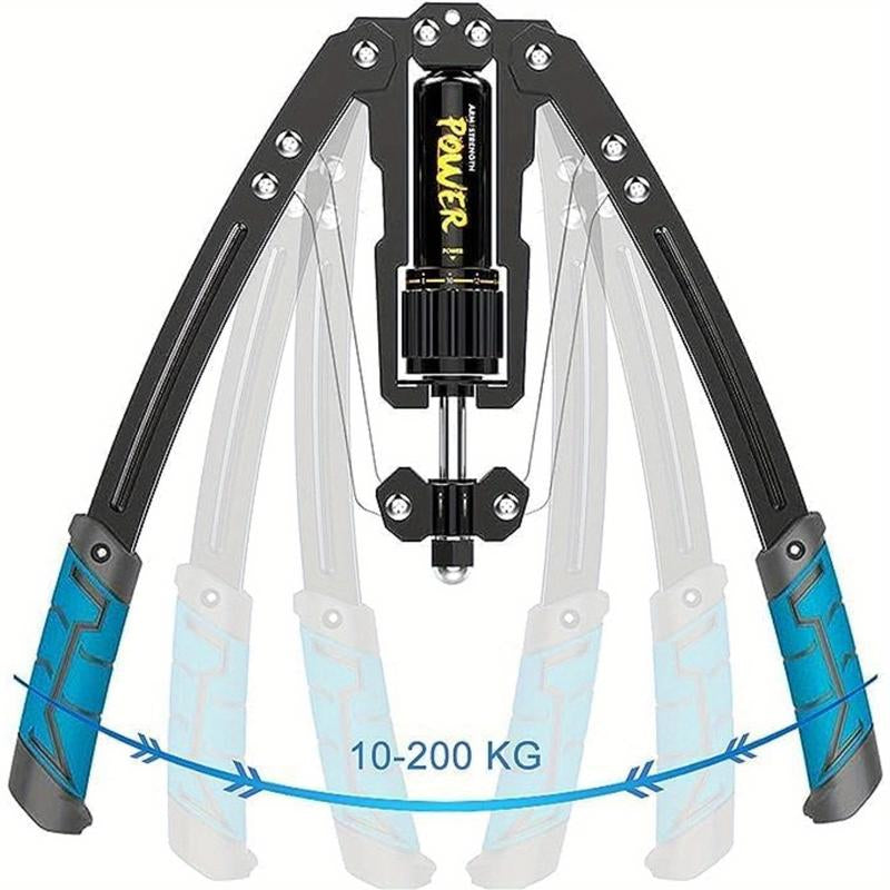 Men'S Adjustable Hydraulic Chest and Arm Fitness Machine - 10- 200Kg Resistance, Stainless Steel Fitness Machine, with Safety Buckle Design, Blue Grips for Shoulder, Back, and Arm Muscle Training