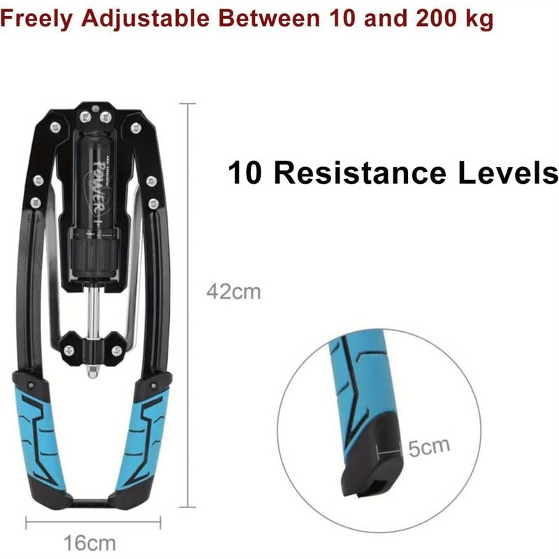 Men'S Adjustable Hydraulic Chest and Arm Fitness Machine - 10- 200Kg Resistance, Stainless Steel Fitness Machine, with Safety Buckle Design, Blue Grips for Shoulder, Back, and Arm Muscle Training
